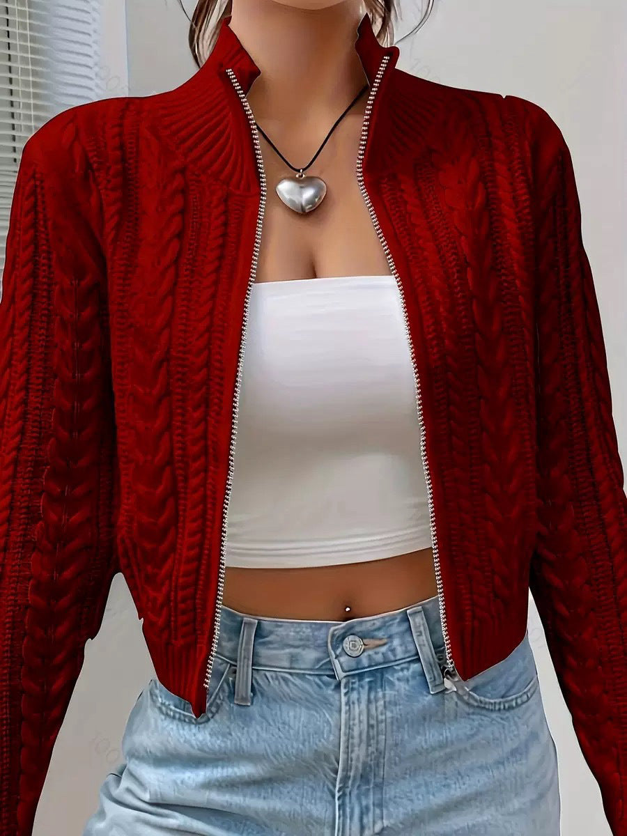 Zipper knitted cardigan sweater for women by eprolo