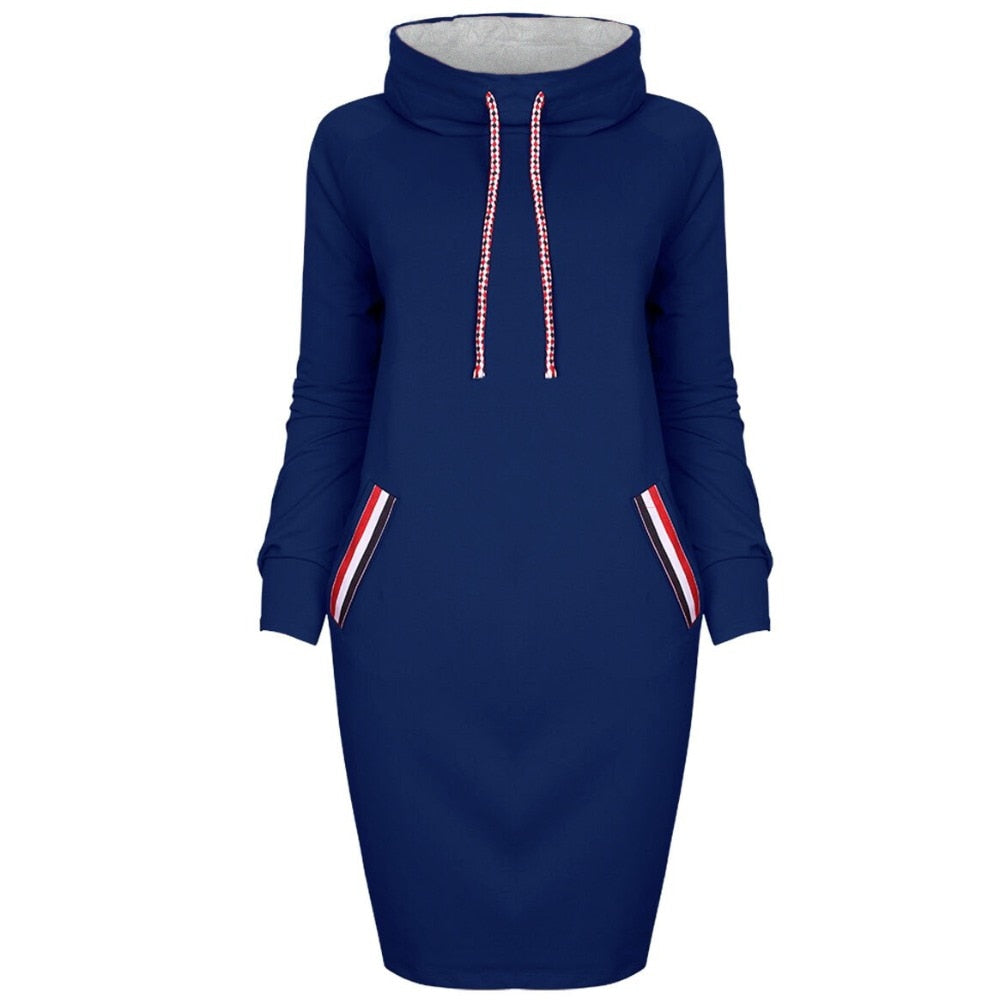 Autumn winter dress Long sleeve vestidos Casual party dresses vestido de festa women dress plus size High collar robe femme by DERILUJA LLC