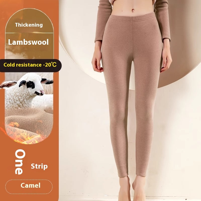 Warm Cashmere Leggings Winter Solid Slim Pants Fashion Trousers For Women Clothing by DERILUJA LLC