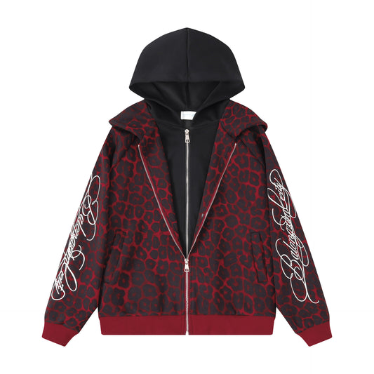 Hooded Zipper Unisex Handwritten Embroidery Zip-Up Hoodie Cardigan by eprolo