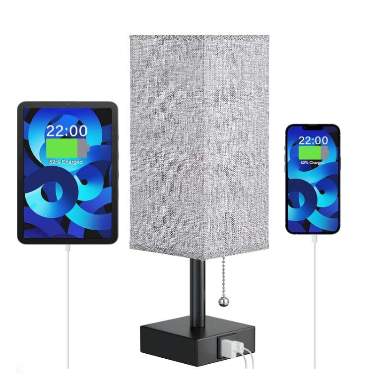 Linen 90 square desk lamp zipper switch three color temperature variable light A+C USB charging by eprolo