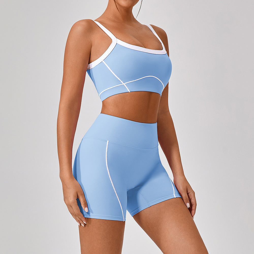 Outdoor Sports Yoga Suits Women's Spaghetti Strap Contrast Color Fitness Set Outfits by My Store