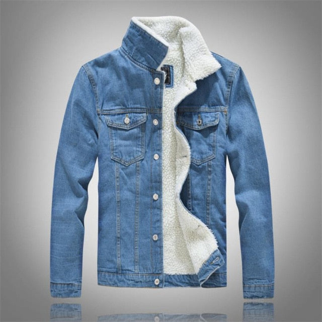 Winter Men's Casual Denim Jacket Plus Velvet Warm Cotton Coat by eprolo