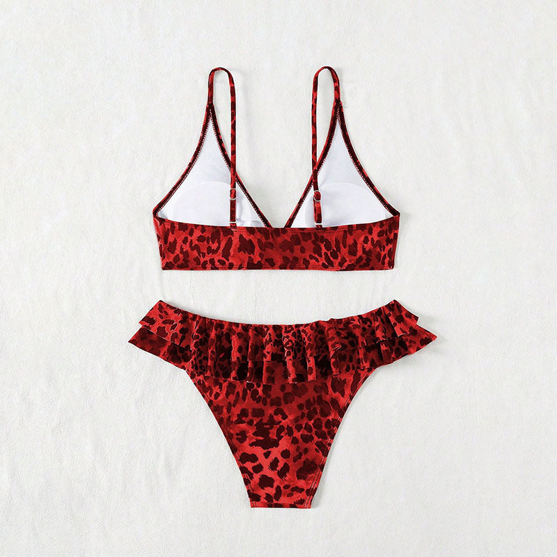 Sexy Leopard Print Bikini Set with Straps for Women Swimwear for Beach by eprolo