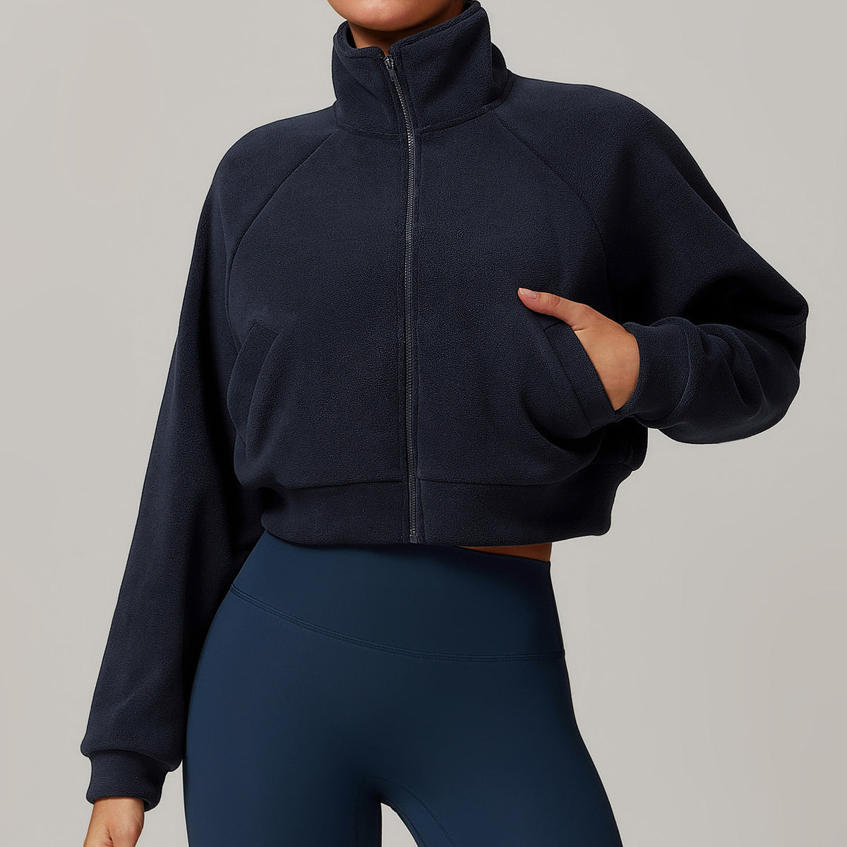 Stand up yoga suit, warm jacket, women's running windproof top with fleece sports and fitness jacket by eprolo