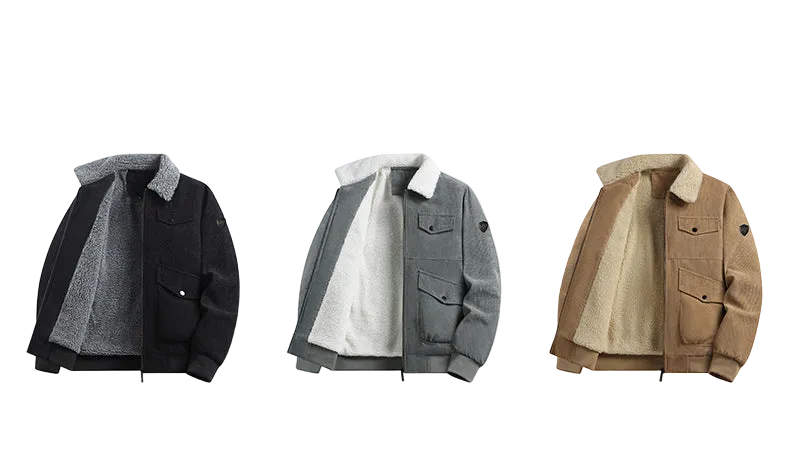 Winter Plus Size Men's New Corduroy Lambskin Cotton-padded Coat Warm Overalls Lapel Cotton-padded Coat Young and Middle-aged Jacket by DERILUJA LLC
