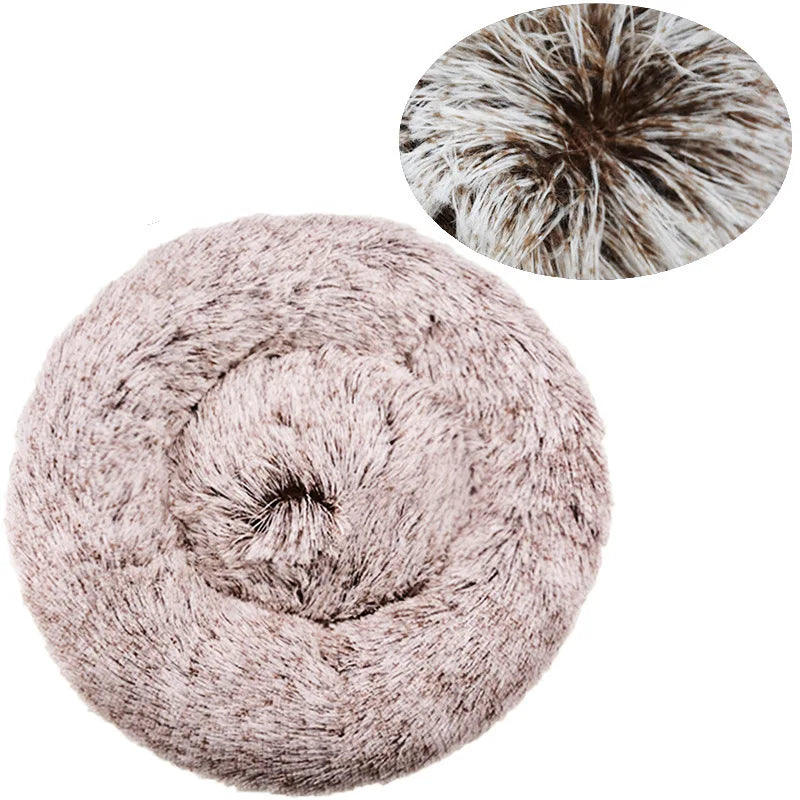 40-90cm Round Pet Bed for Large Dog Bed Super Soft Cat Bed Long Plush Dog House for Medium Dog House Winter Warm Sleeping by Badon Shop LLC