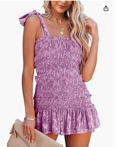 European And American Fold Ruffled Tied Dress by DERILUJA LLC