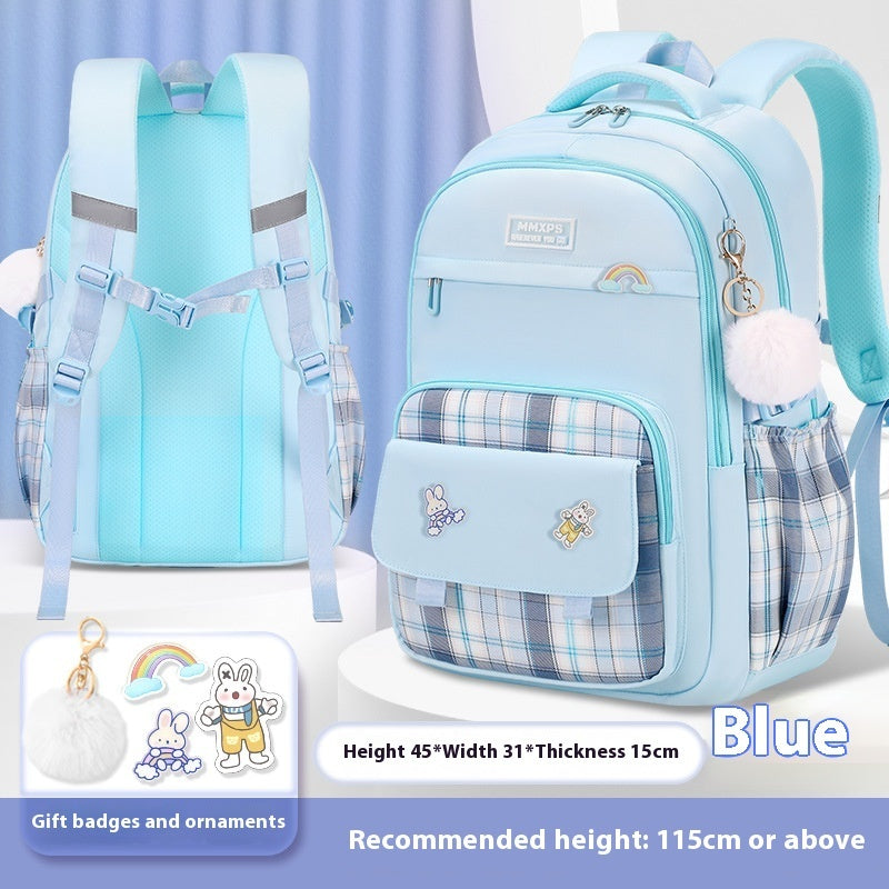 Primary School Student Schoolbag Girls' Plaid Backpack by DERILUJA LLC