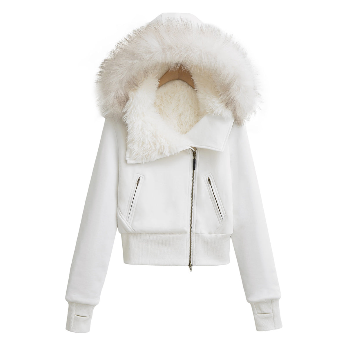 Hooded fur collar warm jacket by eprolo