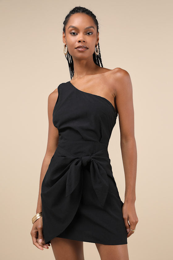 Gorgeous Garden One-shoulder Flower Mini Dress by DERILUJA LLC