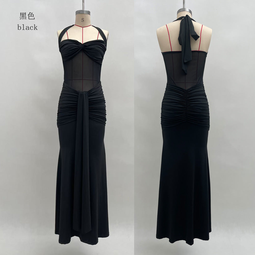 Amazon Cross-Border 2026 New European And American Style Ruched Women's Long Dress, Fashionable And Sexy Backless Bodycon Dress by DERILUJA LLC