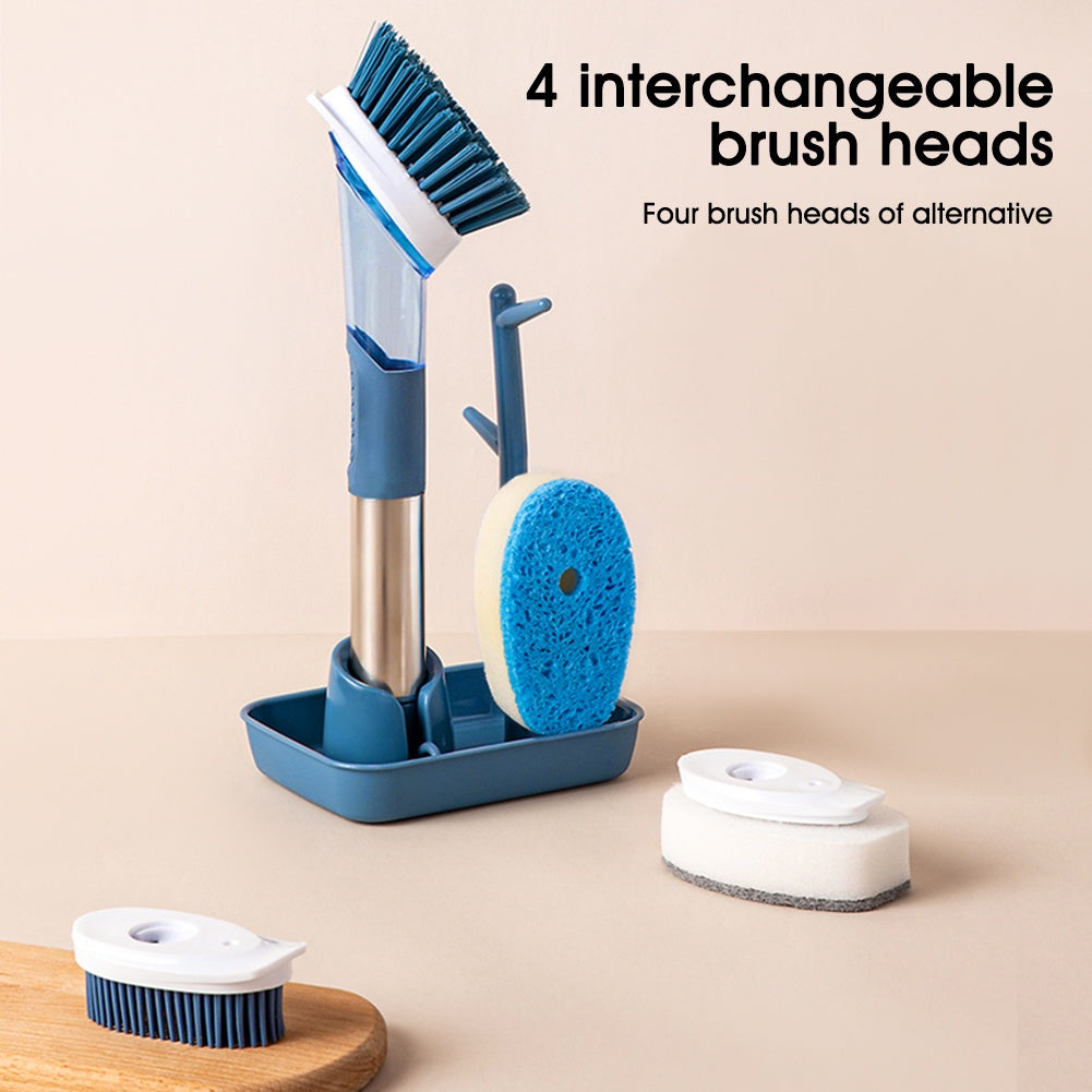 New Multifunctional Dish Brush Household Kitchen Oily Sponge Long Handle Cleaning Brush by Badon Shop LLC