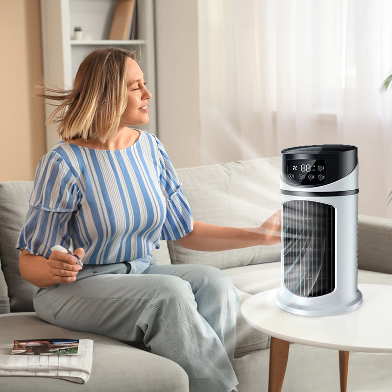 Six - speed timed silent AC cooling fan, new mini portable AC, USB air cooler, bladeless electric fan. by eprolo