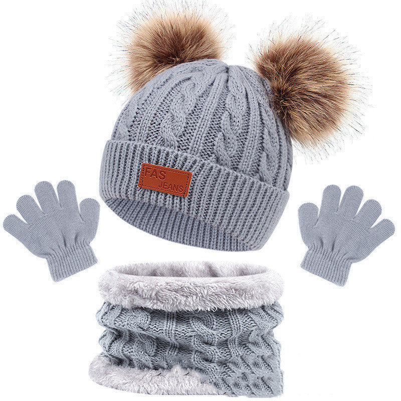Children's Hat Scarf Gloves Three-piece Set by My Store