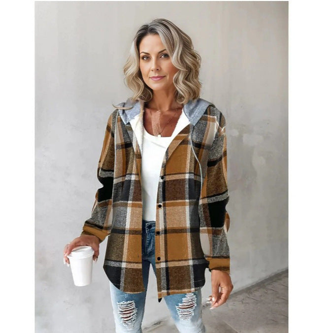 Women's large plaid style women's jacket plaid autumn and winter new style by eprolo