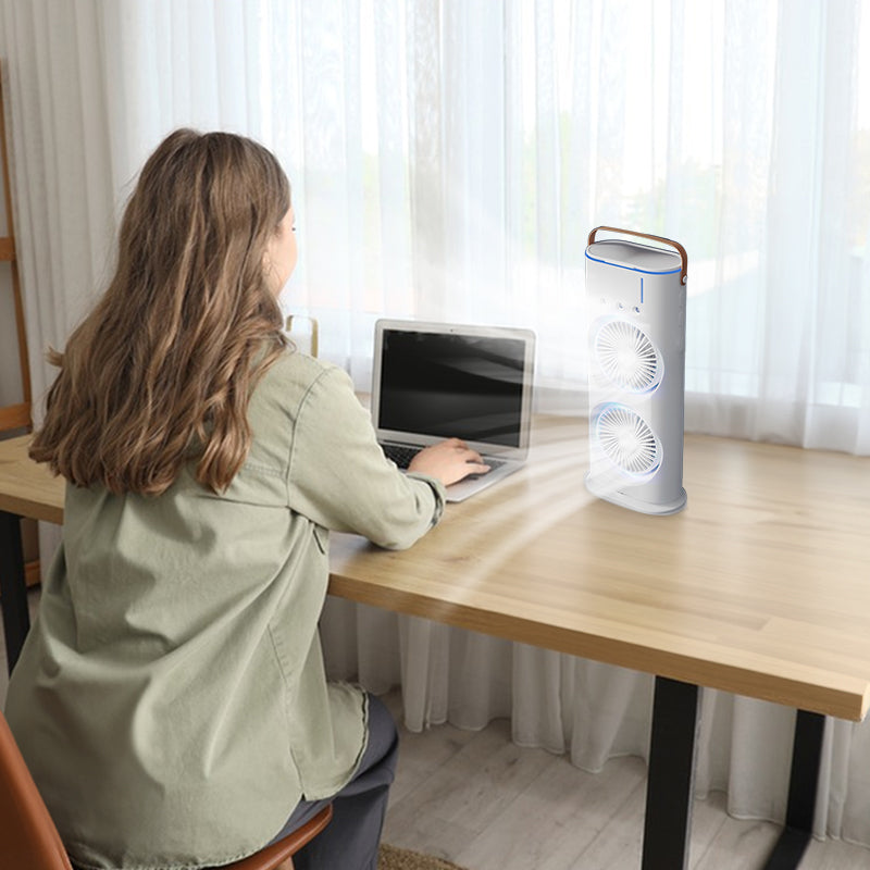 Rechargeable Portable Mini Fan with Spray Cooling – Desktop/ Room Use, Ventilation & LED Light by eprolo