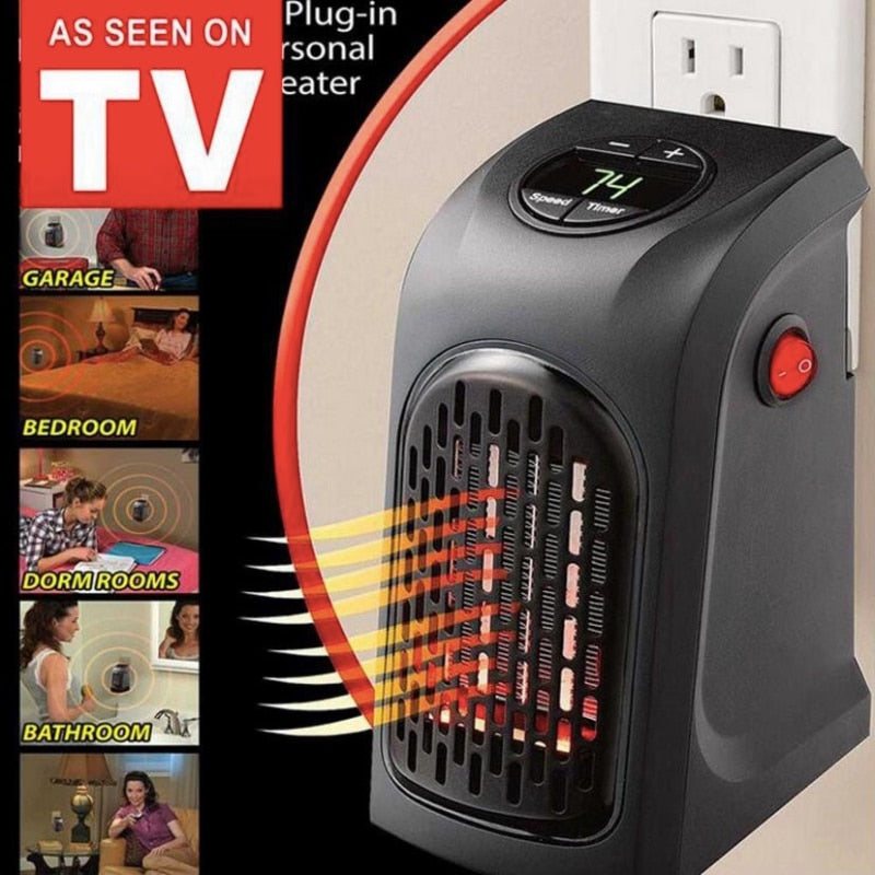 Electric Wall Heater Mini Portable Plug-in Personal Space Warmer for Indoor Heating Camping Any Place Adjustable Thermostat by eprolo