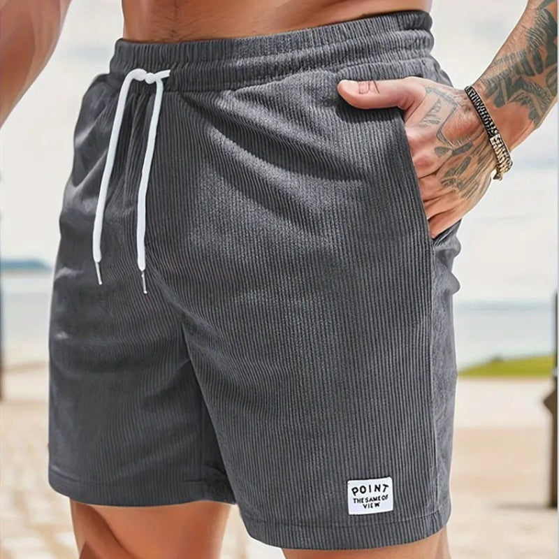 Lace-up Drawstring Shorts Summer Corduroy Sports Short Pants Mens Clothing by DERILUJA LLC