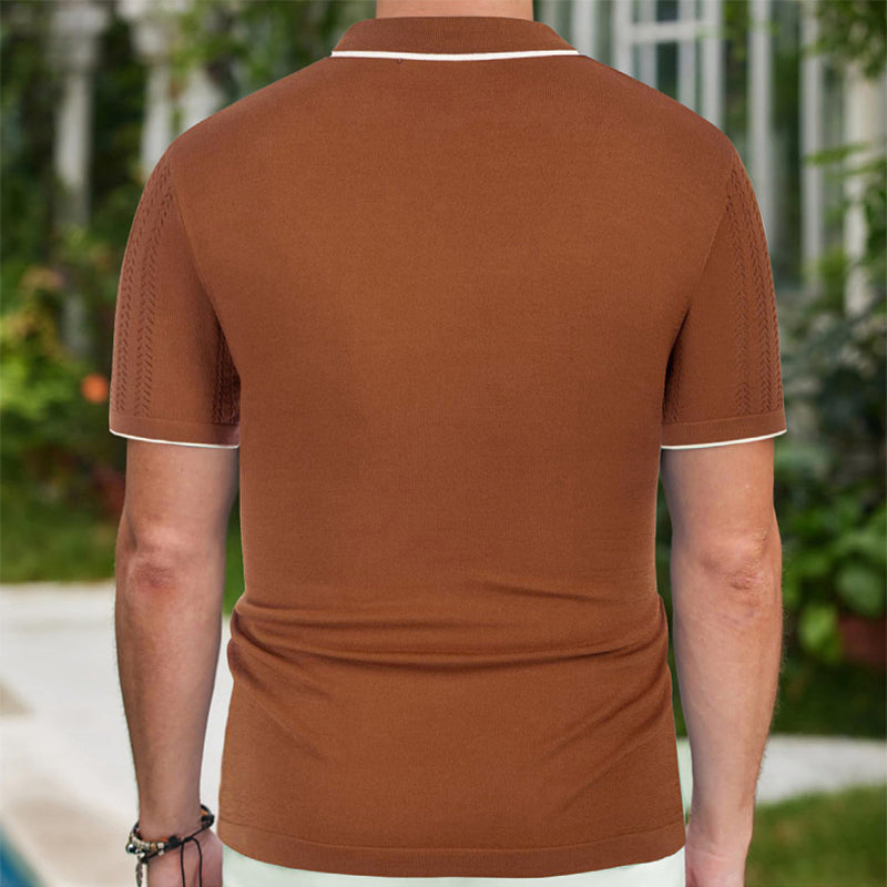 Short-sleeved Polo Shirt Summer Button Lapel Top Fashion Business Men's Clothing by DERILUJA LLC