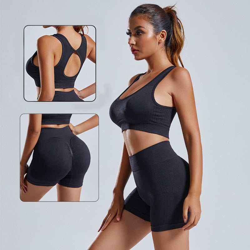 2pcs Yoga Set Women's Vest And Shorts Tracksuit Seamless Workout Sportswear Gym Clothing High Waist Leggings Fitness Sports Suits by My Store