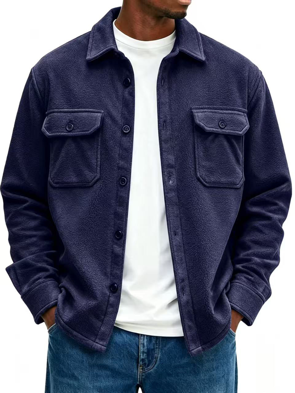 Men's Casual Loose-fit Jacket Coat by DERILUJA LLC