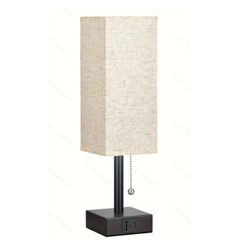 Linen 90 square desk lamp zipper switch three color temperature variable light A+C USB charging by eprolo