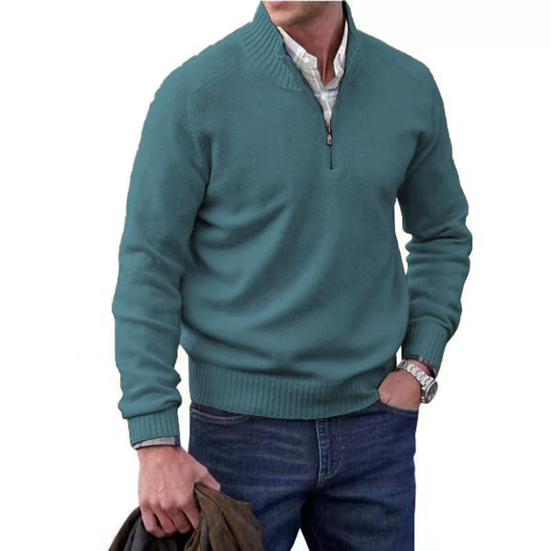 Men's Zipper Stand up Collar Sweater Wool Men's Warm Sweater by eprolo