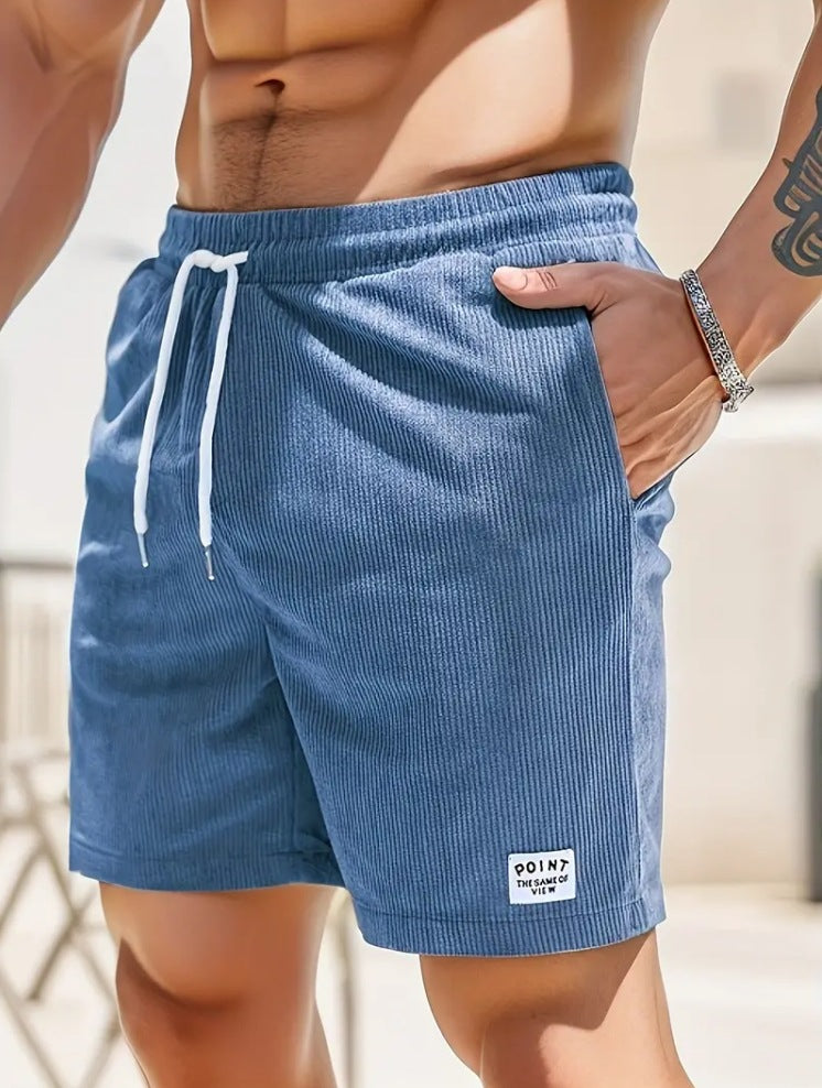 Lace-up Drawstring Shorts Summer Corduroy Sports Short Pants Mens Clothing by DERILUJA LLC