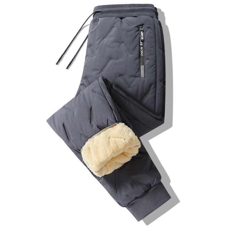 Winter Sweatwear Men Plush Thick Fleece Sweatpant Lambswool Thermal Trousers Casual Pants Waterproof Windproof Warm Cotton Pants by My Store