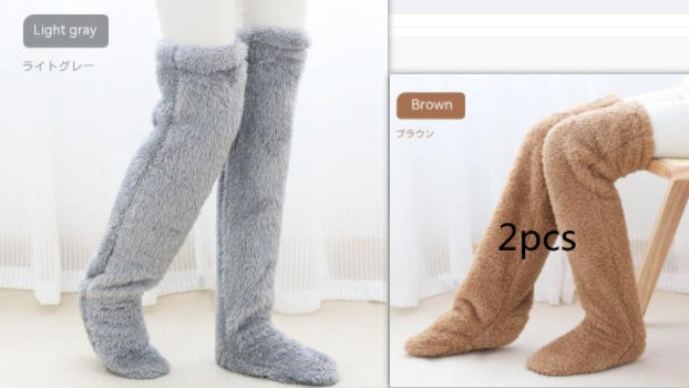 Over Knee High Fuzzy Long Socks Winter Warm Cold Leg Knee Joint Cold-proof Stockings Home Floor Sleeping Socks by My Store