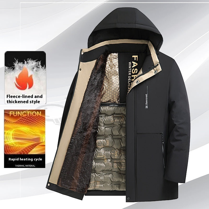 Fleece-lined Thickened Cotton-padded Coat Men's Warm Coat by My Store