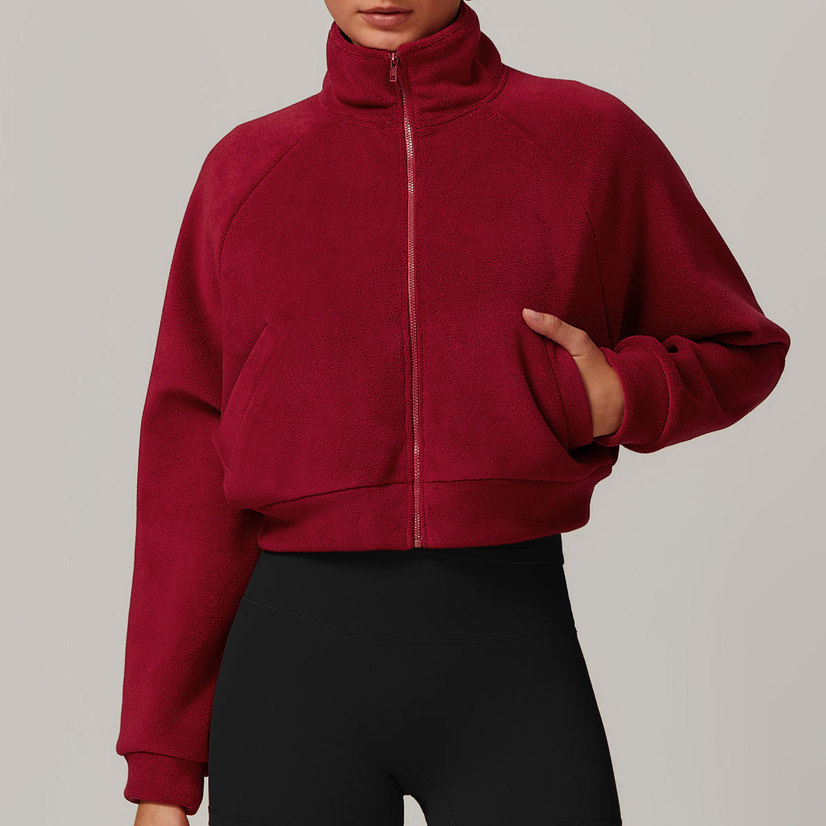 Stand up yoga suit, warm jacket, women's running windproof top with fleece sports and fitness jacket by eprolo