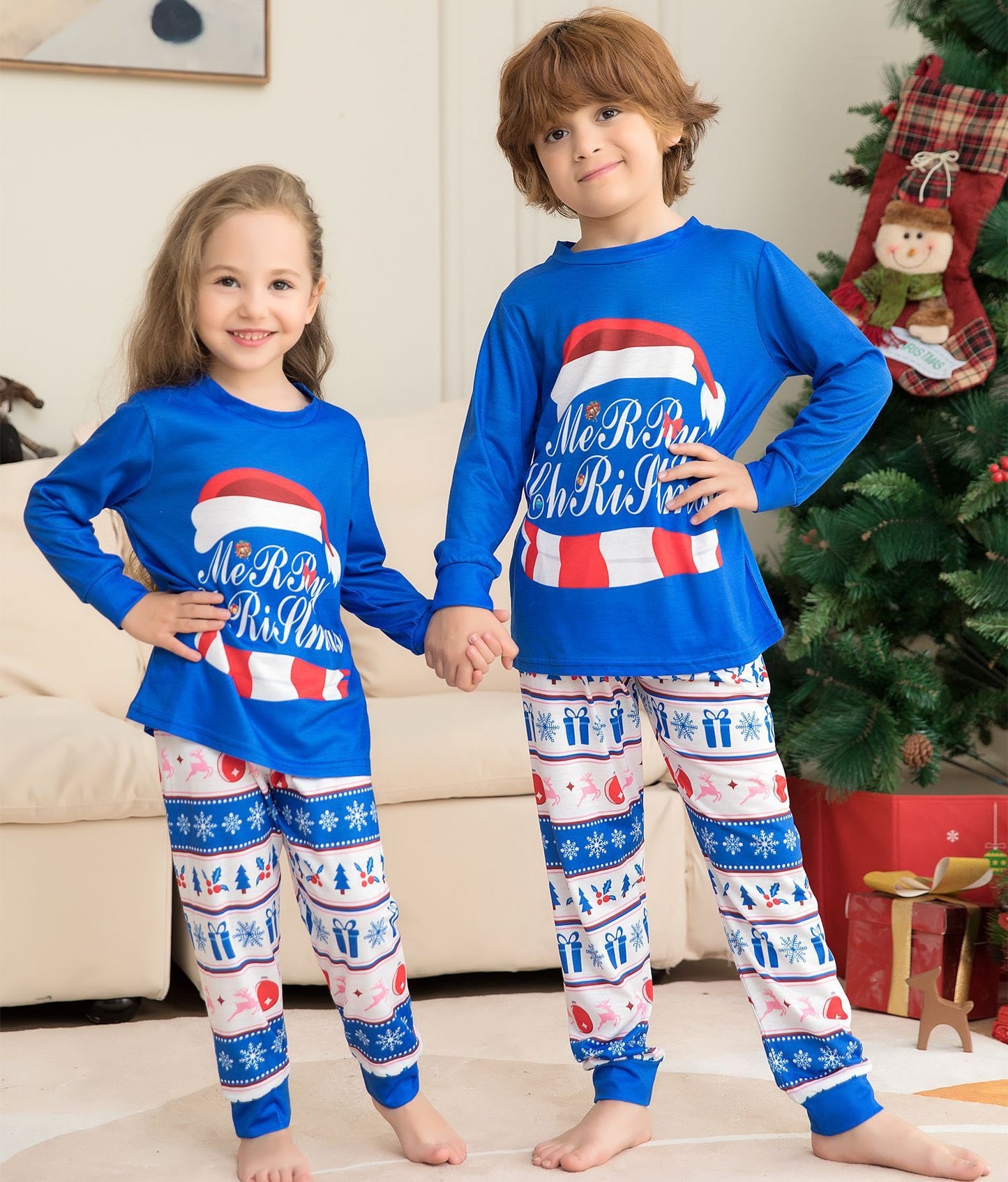 Christmas Hat Letters Printed Homewear Two-piece Set by My Store