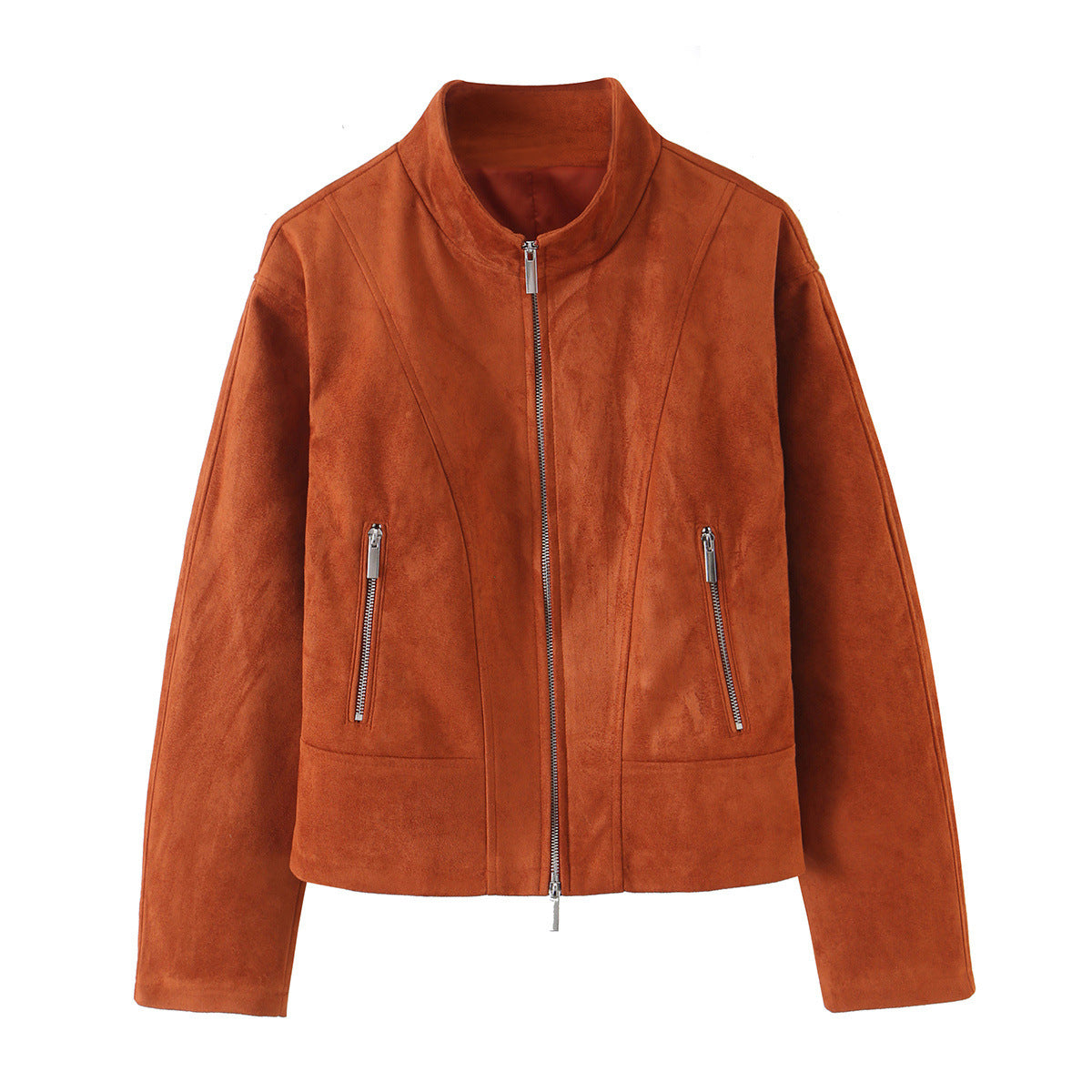 Zipper stand up collar suede textured jacket by eprolo