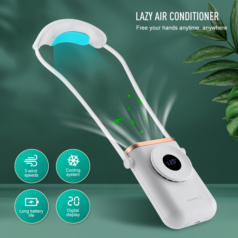 3-Speed Hanging Neck Fan Cooling Portable Leafless Electric Fan USB Lazy Hanging Neck Small Fan Outdoor Fan by eprolo
