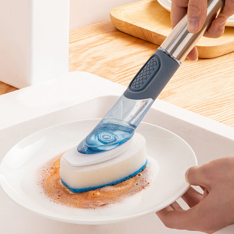 New Multifunctional Dish Brush Household Kitchen Oily Sponge Long Handle Cleaning Brush by Badon Shop LLC