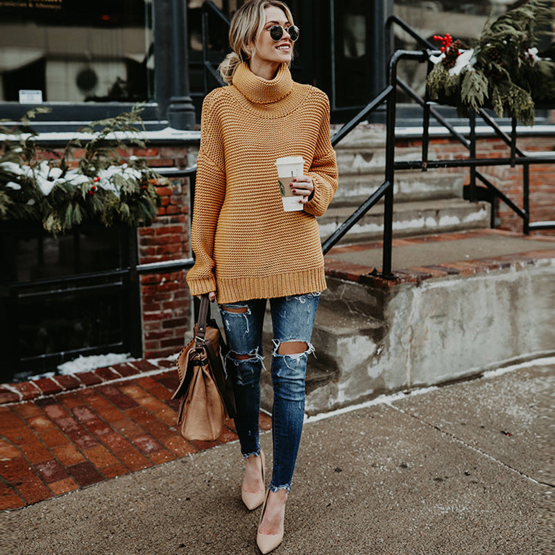 Pure Color Casual Loose High Collar Style Women'S Clothing Wholesale by DERILUJA LLC