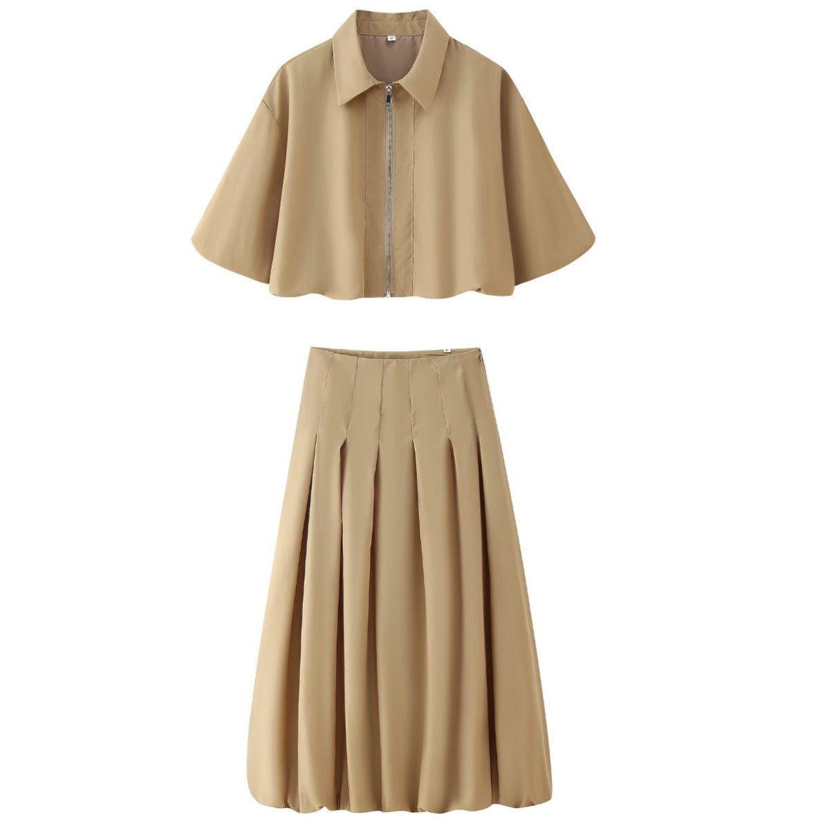 Short sleeved zipper top jacket+skirt set by eprolo