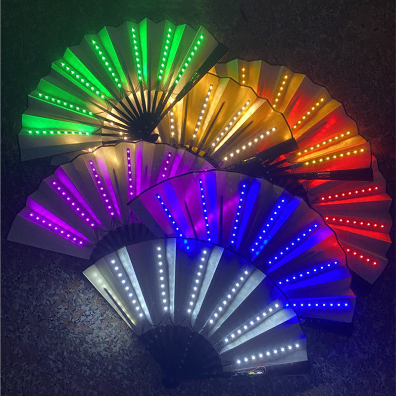 Bar Fan Ins Luminous Disco Fan Trend Electric Syllable Party Performance Props Flash Folding Fan by eprolo