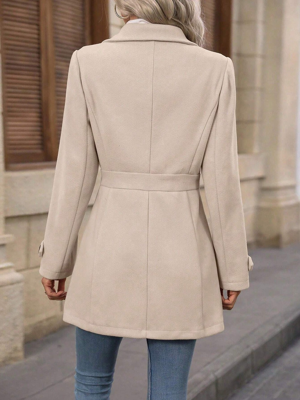 Elegant Single-breasted Woolen Coat Buttons Lapel Mid-length Jacket Temperament Commuter Outwear Clothing For Women by DERILUJA LLC