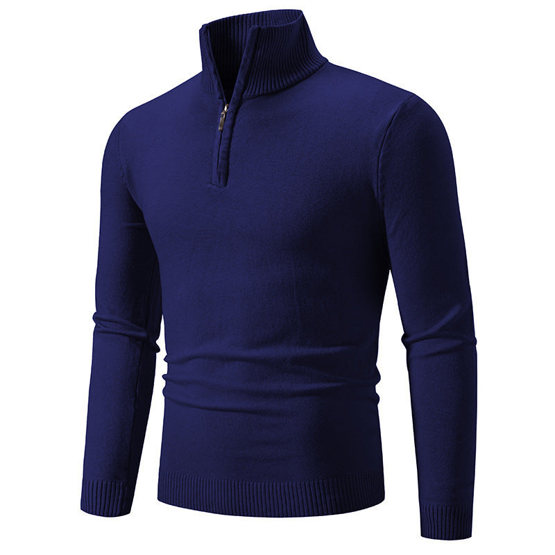 Zip-up Turtleneck Pullover Men's Long Sleeved Sweater by My Store