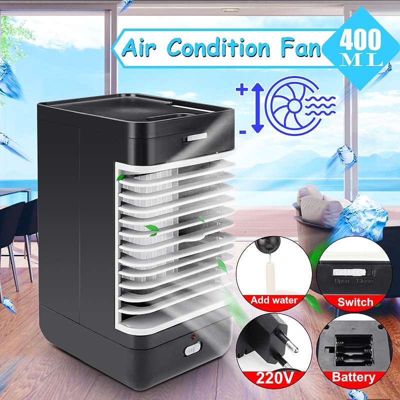 Mini Portable Air Conditioner Humidifier Purifier Desktop Cooling Fan Air Cooler Black Fan for Camping Outdoor Activities by eprolo
