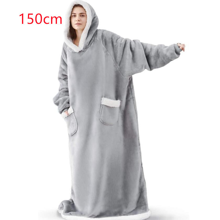 Winter TV Hoodie Blanket Winter Warm Home Clothes Women Men Oversized Pullover With Pockets by DERILUJA LLC