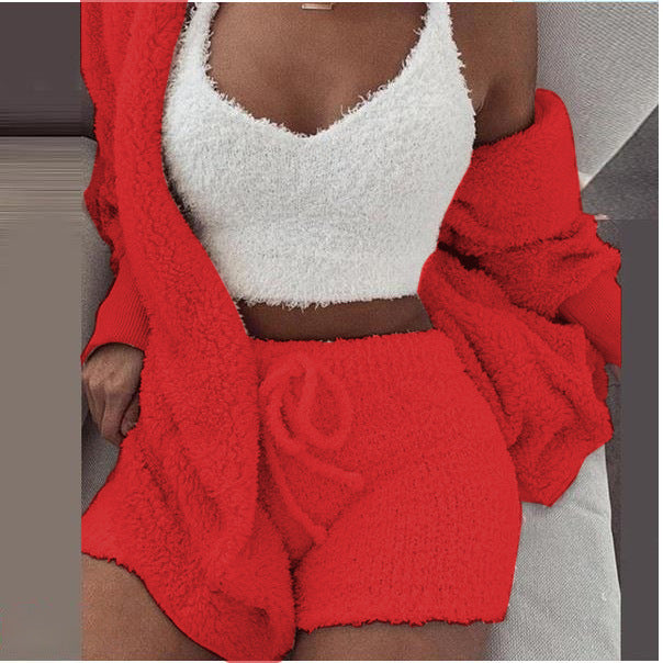 3 Pieces Of Fashionable Ladies Plush Home Clothes by My Store