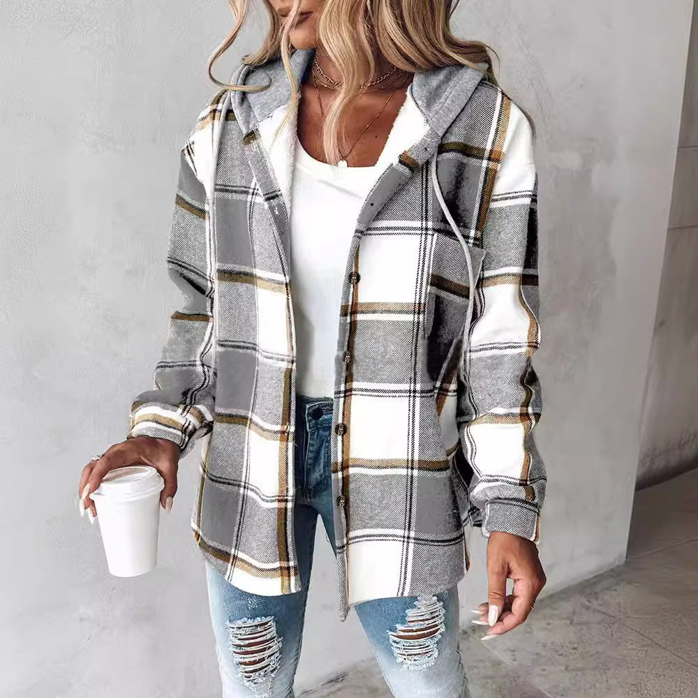 Women's large plaid style women's jacket plaid autumn and winter new style by eprolo