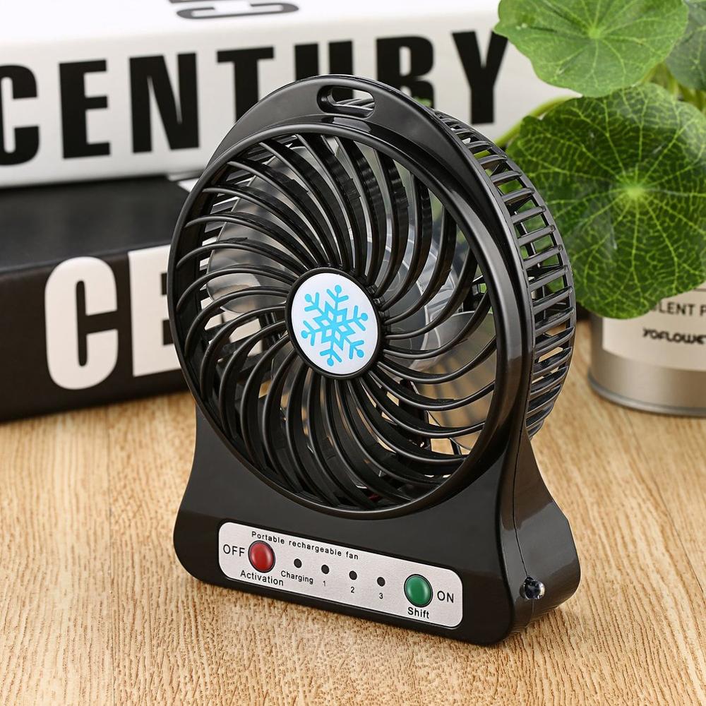 Mini Portable Fan Usb Rechargeable Air Cooler 4-inch 3 Modes Speed LED Lighting Function Desktop Fan Student Fan by eprolo