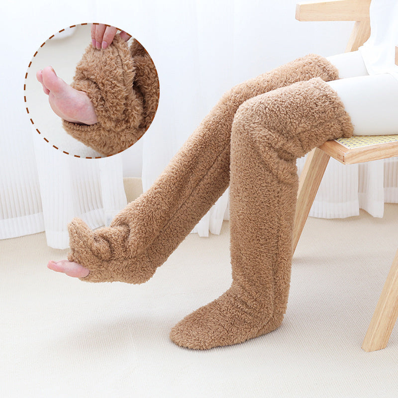 Over Knee High Fuzzy Long Socks Winter Warm Cold Leg Knee Joint Cold-proof Stockings Home Floor Sleeping Socks by My Store