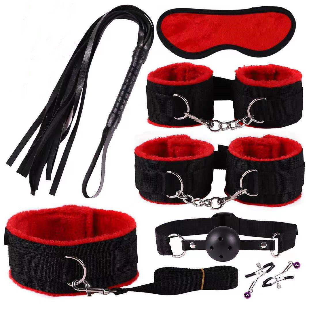 Nylon Plush Set Cross 18-Piece Set 7-Piece Set Leather Handcuffs Plush Anklets by eprolo
