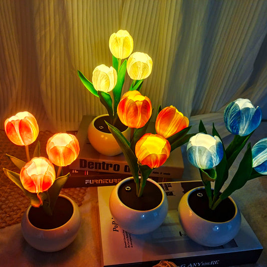 Rechargeable Tulip Night Light LED Simulation Flower Creative Table Light Home Decoration Bedroom Decoration Atmosphere Light by eprolo